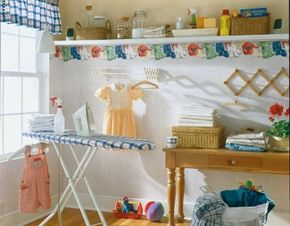 As cheerful as a button, this workday laundry room can't help but make you smile.