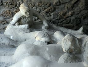 Moulds of dead bodies caused by Mt. Vesuvius eruption in Pompei, Campania, Italy