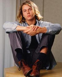 Actor River Phoenix, star of 'Stand By Me,' poses during a 1988 Los Angeles, California, photo portrait session.