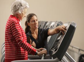 elderly woman on treadmill