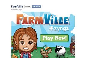 由Zynga开发的Farmville是Facebook上最受欢迎的游戏。“width=