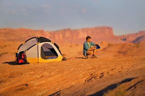 camper in desert