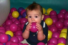 A baby playing