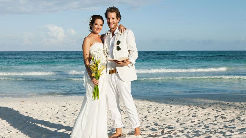 bridal couple on the beach