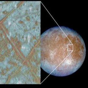 Europa's ice rafts are blocks of ice that show that Europa may have had a subsurface ocean in its past.
