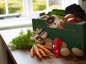 box of organic vegetables
