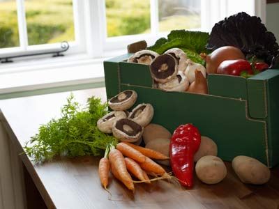 box of organic vegetables