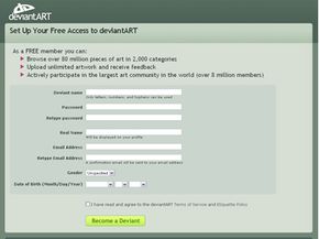 You must create an account before you can use deviantART.