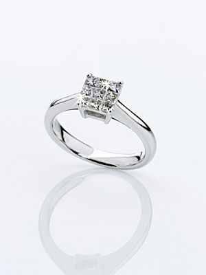 faux princess cut ring with little diamonds