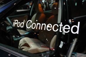 BMW created the first car with an iPod dock, and other manufacturers followed suit. Volvo displays its iPod connection at the 2005 New York City Auto Show.