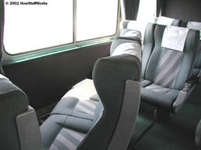 The seats on this car can be turned around to face each other so four people can sit together.