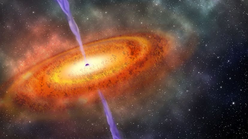 Illustration of supermassive black hole that's really far away