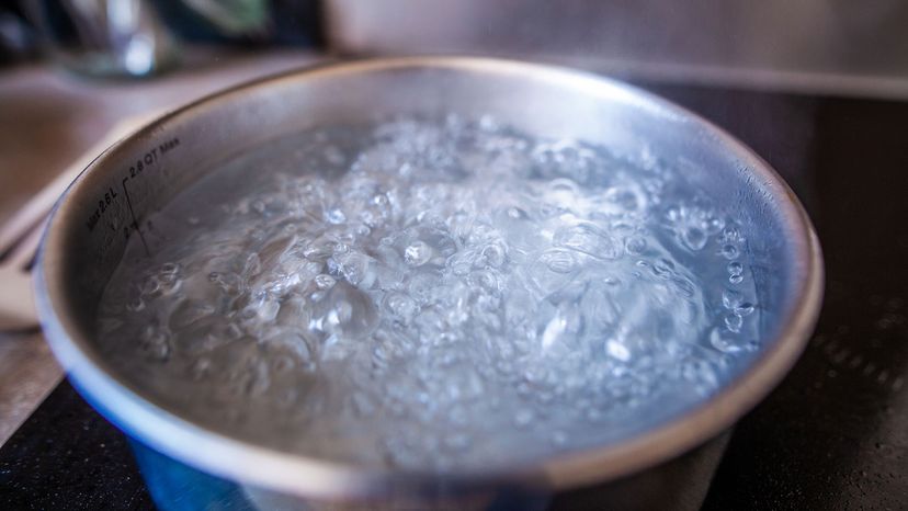 boiling water in a pot