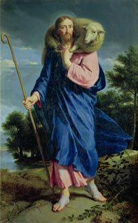 painting of Jesus with sheep