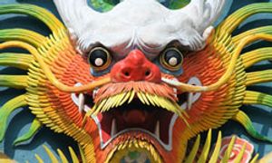 A colorful Taoist dragon sculpture.