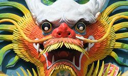 A colorful Taoist dragon sculpture.