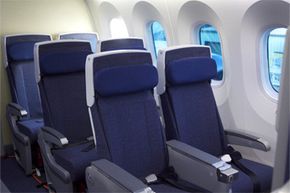 The business class seats on one of All Nippon Airways' Boeing 787 Dreamliners