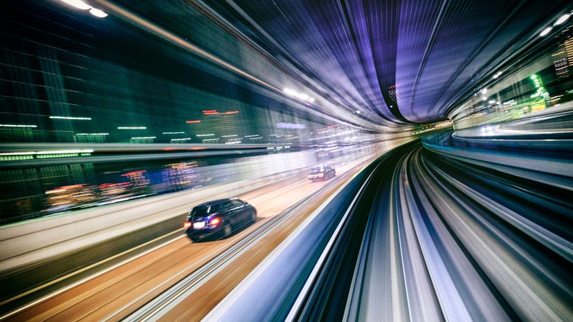 Cars driving in a tunnel