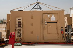 The Predator drone ground control station at Bagram Airbase in Afghanistan is high-tech despite its shacklike appearance.