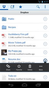 Dropbox on Android? It goes a little something like this.