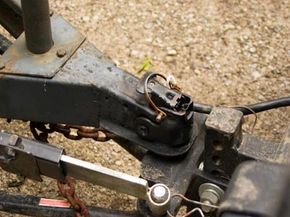 Close-up photo of trailer hitch.