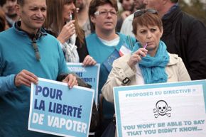 A European parliament bill aiming at classifying e-cigarettes as a drug in October 2013 was met with protests.
