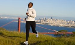 Woman running on path