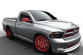 The Ram 392 Quick Silver has a 470 horsepower, 392 HEMI V-8 from the SRT lineup. For additional performance, it's equipped with a cold-air intake kit and headers featuring an electronic exhaust cutout for maximum power and sound at the track.