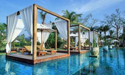 Relax on your own personal lounge pavilion at the Sarojin Resort infinity pool