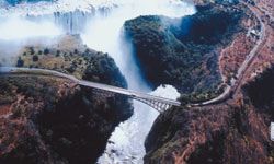 Victoria Bridge Falls in Zimbabwe is 364 feet above Victoria Falls, the most visited tourist attraction in the country.