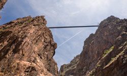 The 956 foot-high Royal Gorge Suspension Bridge in Colorado was built in 1929 spanning 1,260 feet across.