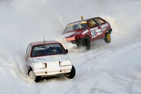 Driving on ice causes difficulty maintaining traction, but these racers are up for the challenge.