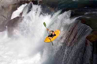 kayaking over waterfalls