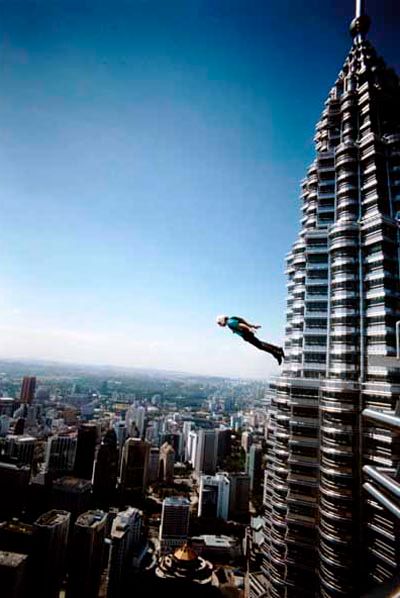 base jumping off a building