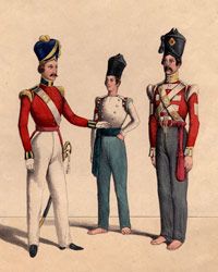 Uniforms of the East India Company's private army, circa 1843