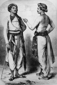Bengali sepoys, Indian soldiers that revolted 1857 against the exploitive practices of the East India Company