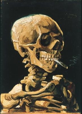 Vincent van Gogh’s Skull of a Skeleton with BurningCigarette is an oil on canvas (12-1/2x9-1/2 inches)housed in the Van Gogh Museum in Amsterdam.