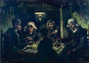 Vincent van Gogh's The Potato Eaters is an  (32-1/4 x 45 inches) that is housed in the Van Gogh Museum in Amsterdam. See more pictures of van Gogh paintings.