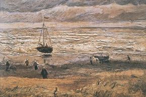 Vincent van Gogh's View of the Sea at Scheveningenis an oil on canvas (13-1/2x20 inches) that ishoused in the Van Gogh Museum in Amsterdam.