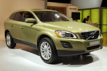 The 2009 Volvo XC60 crossover vehicle is displayed at the 2008 New York International Auto Show in New York City.