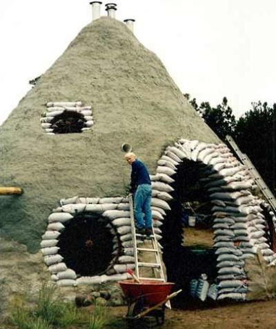 Plastering an earthbag home