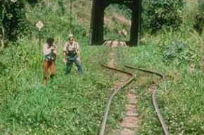 Railroad tracks shifted by the 1976 Guatemala earthquake