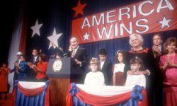 President-elect George H.W. Bush celebrates his victory in November 1988.
