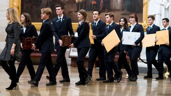 senate pages with electoral college ballot boxes