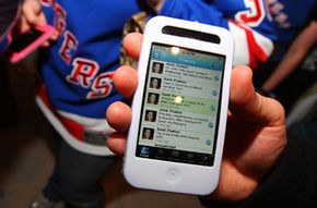 iPhone at hockey game. 