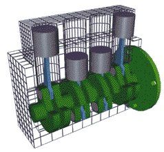 (Click on image to see animation) Inline - The cylinders are arranged in a line in a single bank.
