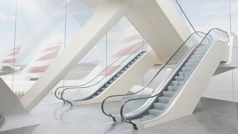 Two Escalators in an Airport