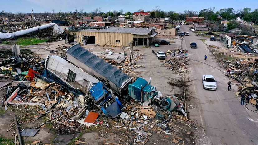 Piles of debris are all that's left where homes once stood before an EF-4 tornado leveled Rolling Fork, Mississippi,&nbsp;March 26, 2023, killing at least 26 people.