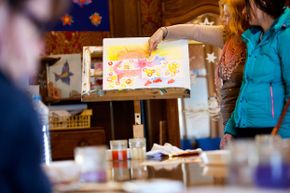Art therapy in use in a psychiatric day care center in Haute Savoie, France.