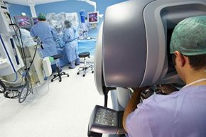 A hospital in Spain uses a medical robot during a prostate cancer surgery.